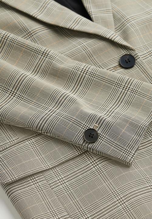 H&M - Single-breasted blazer - dark beige/checked