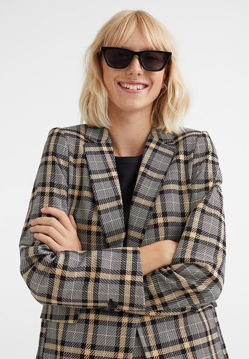 H&M - Single-breasted blazer - black/checked