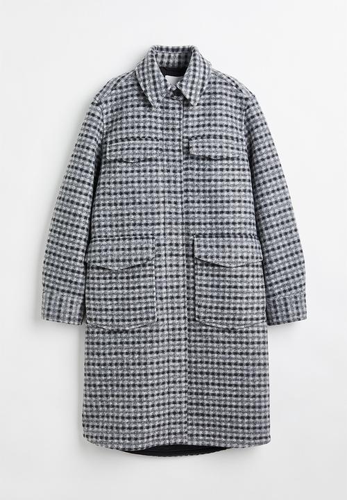 H&M - Long shacket - grey/checked