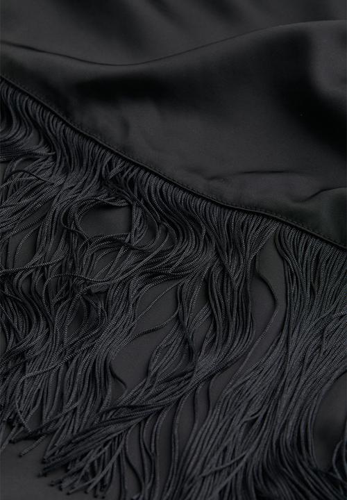 H&M - Fringed satin dress - black