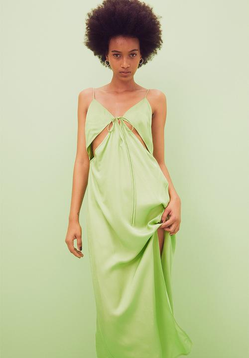 H&M - V-neck cut-out dress - lime green
