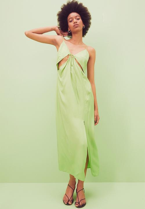 H&M - V-neck cut-out dress - lime green