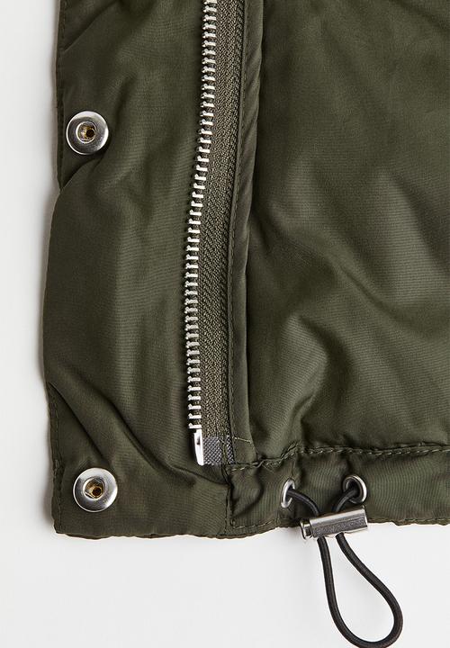 H&M - Stand-up-collar puffer gilet - dark khaki green