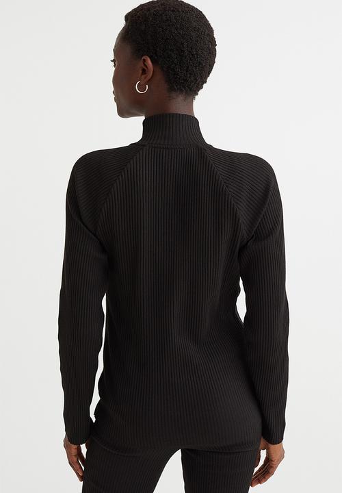 H&M - Zip-through ribbed top - black