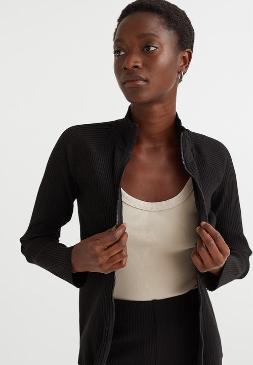 H&M - Zip-through ribbed top - black