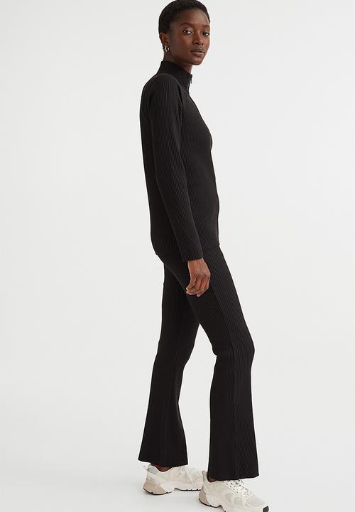 H&M - Zip-through ribbed top - black