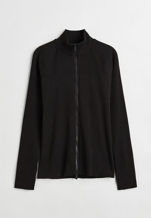 H&M - Zip-through ribbed top - black