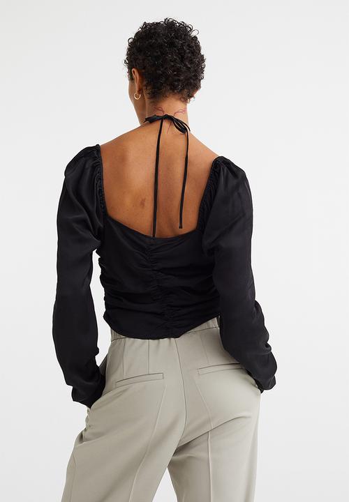 H&M - Draped blouse - black
