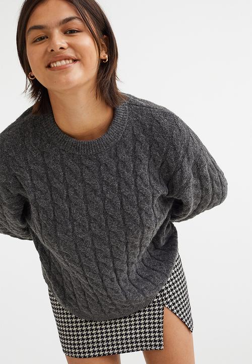 H&M - Short wrapover skirt - black/dogtooth-patterned