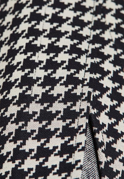 H&M - Short wrapover skirt - black/dogtooth-patterned