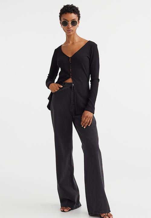 H&M - Ribbed viscose cardigan - black