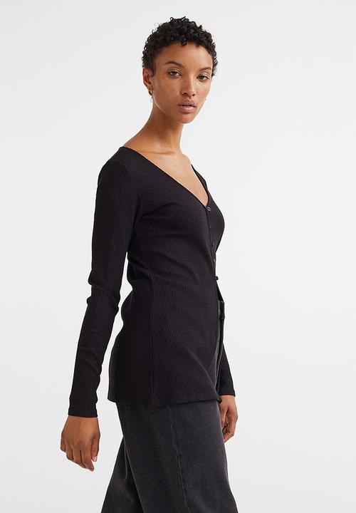 H&M - Ribbed viscose cardigan - black