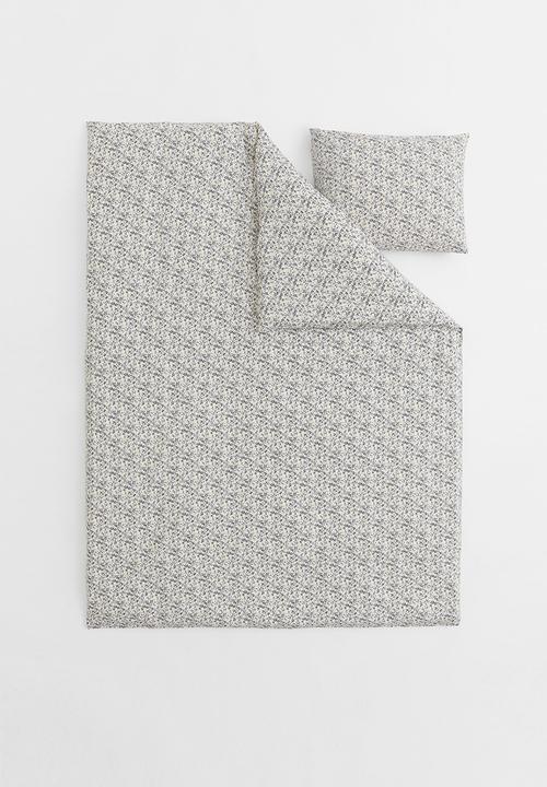 H&M - Cotton single duvet cover set - beige/multi