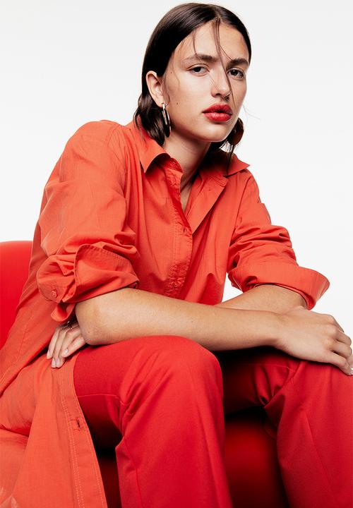 H&M - Oversized shirt dress - red