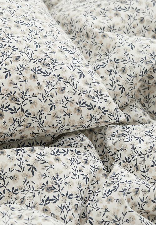 H&M - Cotton single duvet cover set - beige/multi