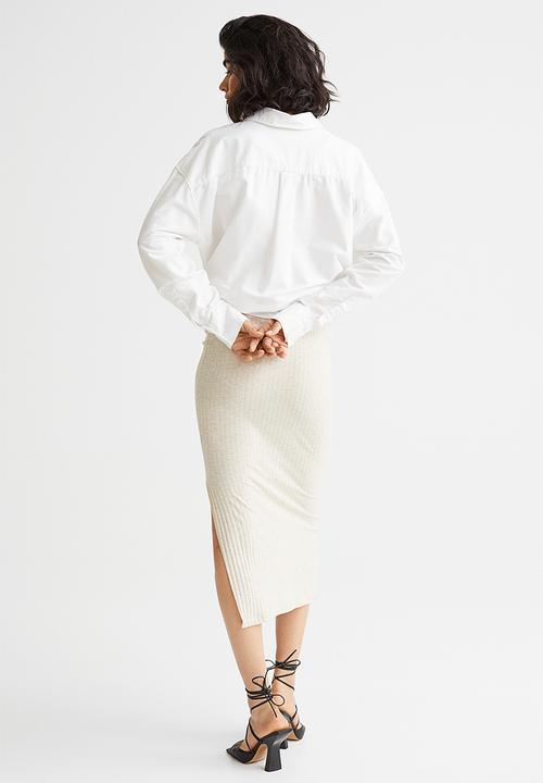 H&M - Mama ribbed jersey skirt - light beige marl