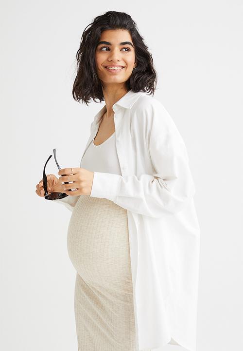 H&M - Mama ribbed jersey skirt - light beige marl