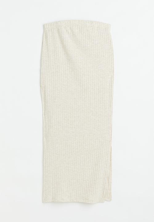 H&M - Mama ribbed jersey skirt - light beige marl