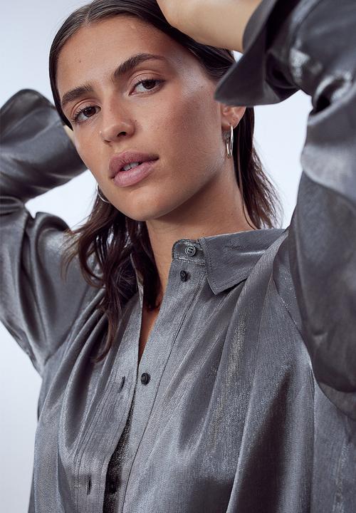 H&M - Oversized shirt dress - silver-coloured