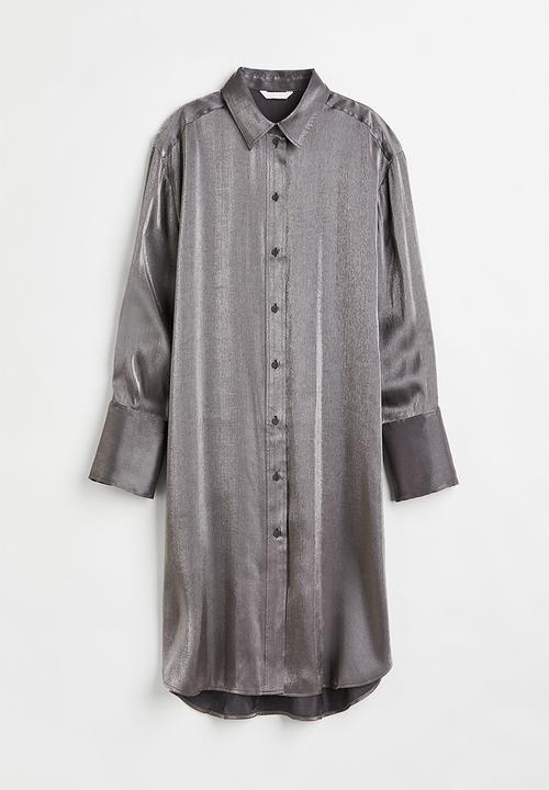 H&M - Oversized shirt dress - silver-coloured