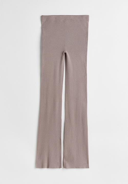 H&M - Ribbed flared trousers - mole
