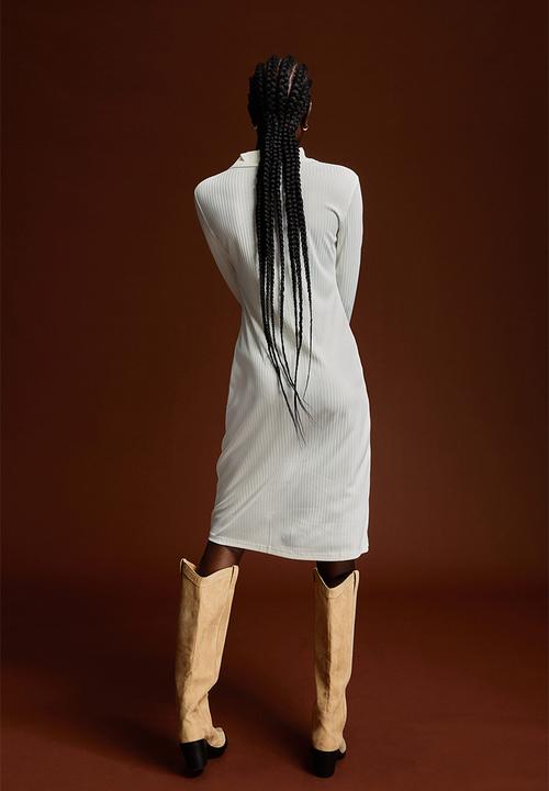H&M - Long rib-knit dress - cream