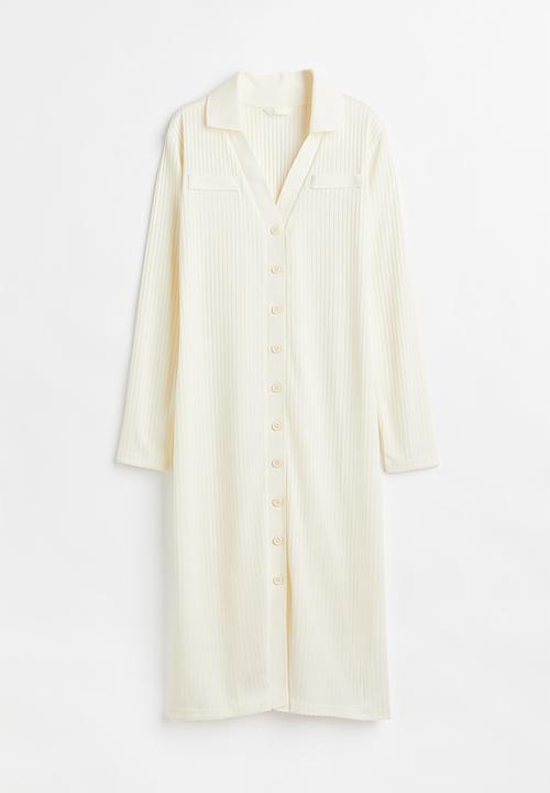 H&M - Long rib-knit dress - cream