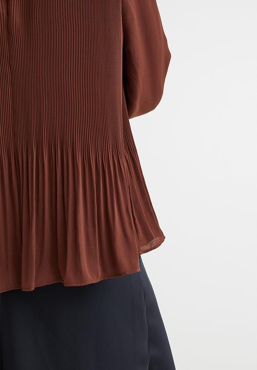 H&M - Pleated blouse - dark brown