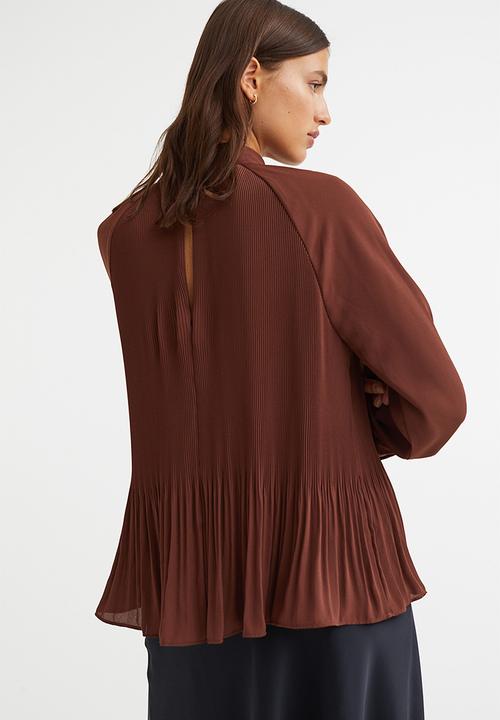 H&M - Pleated blouse - dark brown