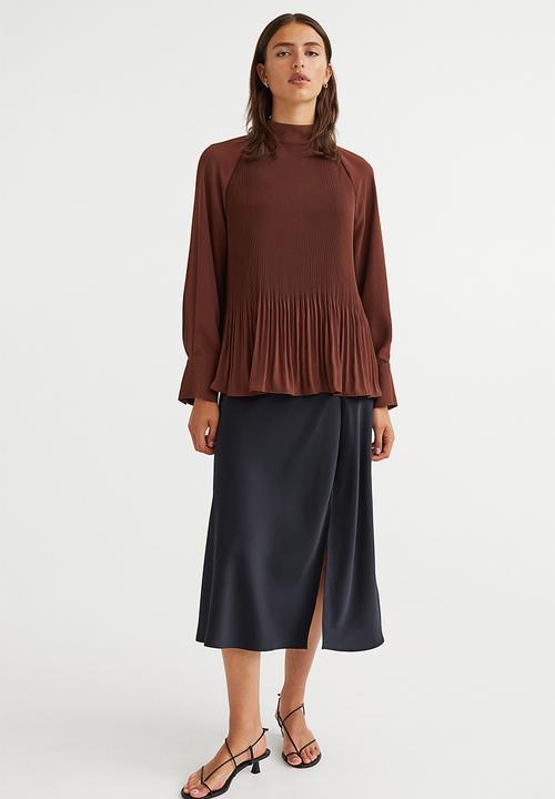 H&M - Pleated blouse - dark brown