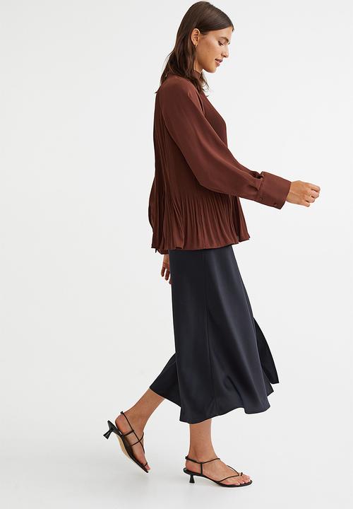 H&M - Pleated blouse - dark brown
