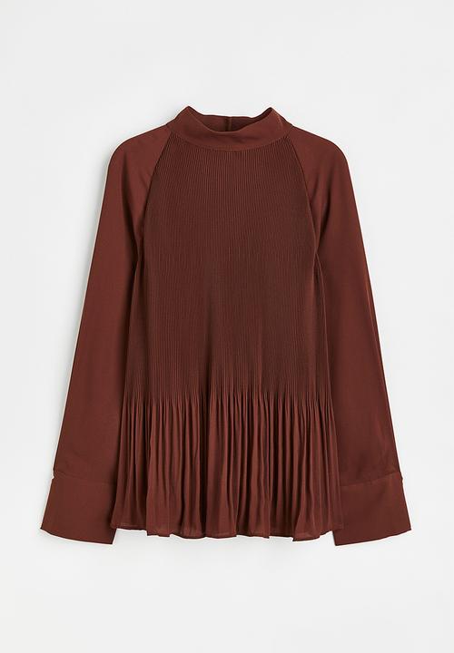 H&M - Pleated blouse - dark brown