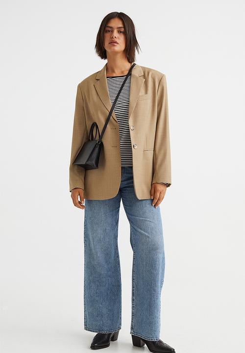 H&M - Low-backed jersey top - dark blue/white striped
