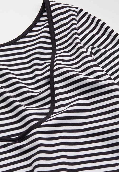 H&M - Low-backed jersey top - dark blue/white striped
