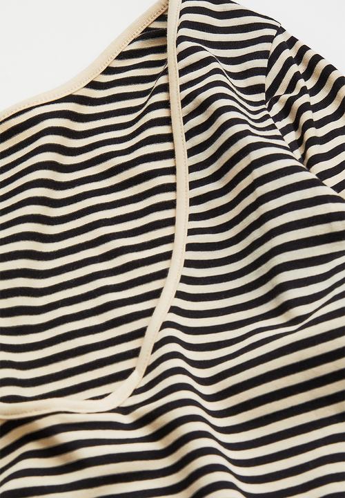 H&M - Low-backed jersey top - light beige/black striped