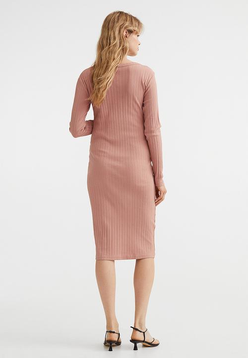 H&M - Mama ribbed jersey dress - old rose