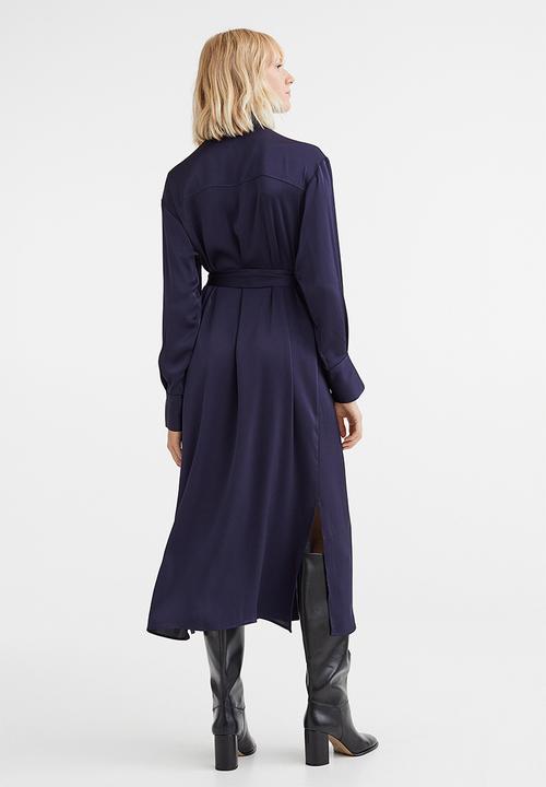 H&M - Tie-belt shirt dress - dark blue