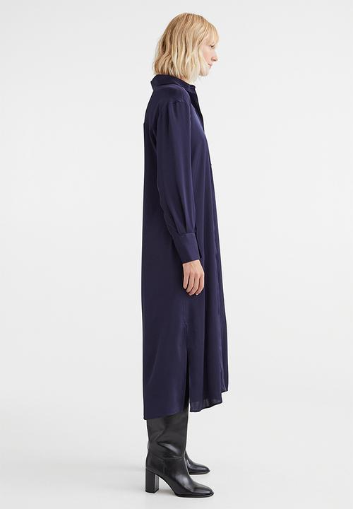 H&M - Tie-belt shirt dress - dark blue