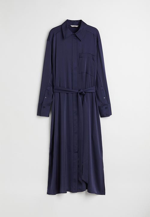H&M - Tie-belt shirt dress - dark blue