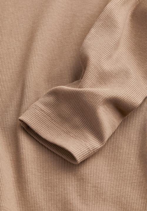H&M - Collared modal-blend ribbed top - beige
