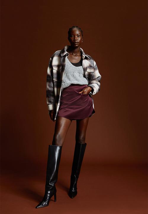 H&M - Satin skirt - burgundy