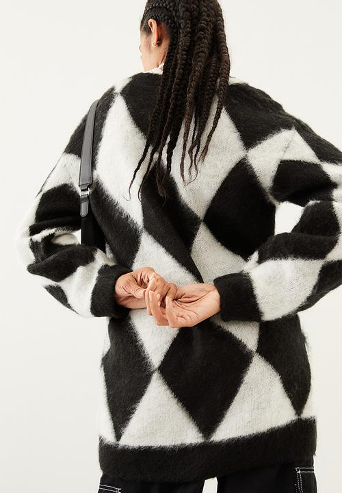 H&M - Harlequin-patterned cardigan -  black/harlequin-patterned