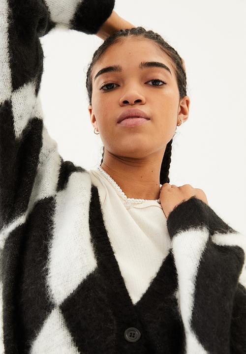 H&M - Harlequin-patterned cardigan -  black/harlequin-patterned