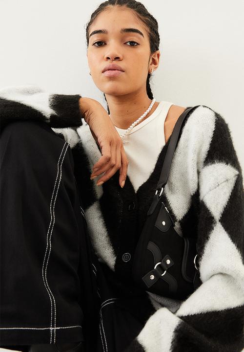 H&M - Harlequin-patterned cardigan -  black/harlequin-patterned