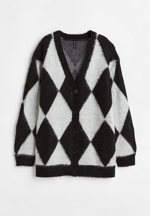 H&M - Harlequin-patterned cardigan -  black/harlequin-patterned