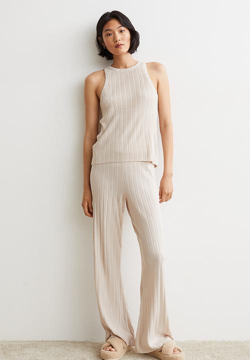 H&M - Rib-knit vest top - light beige