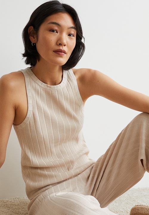 H&M - Rib-knit vest top - light beige