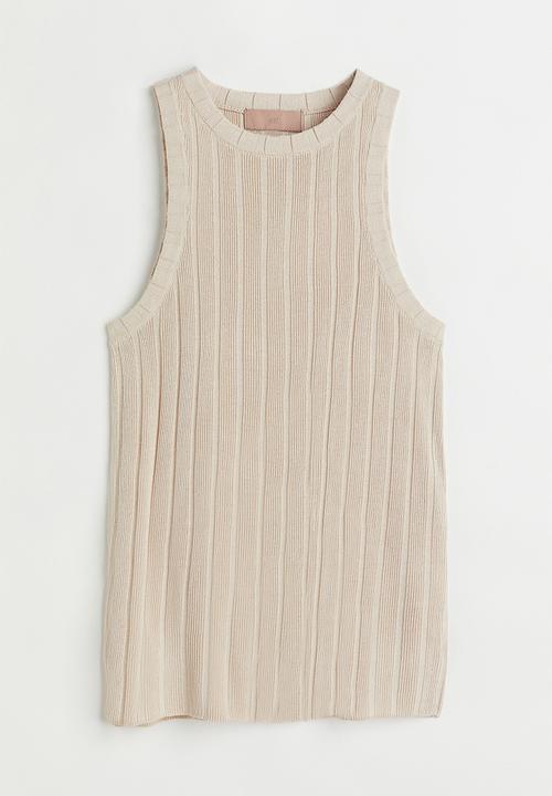H&M - Rib-knit vest top - light beige