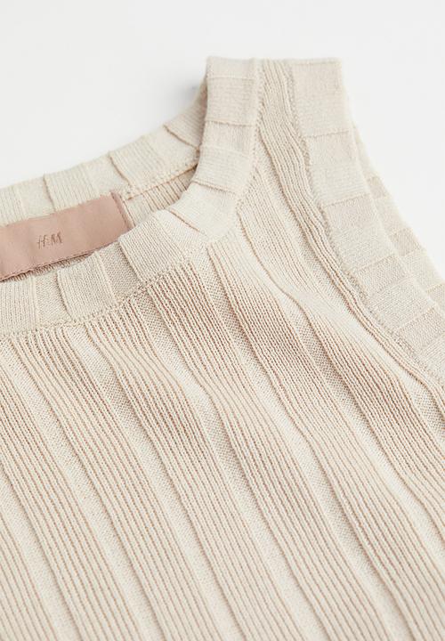 H&M - Rib-knit vest top - light beige