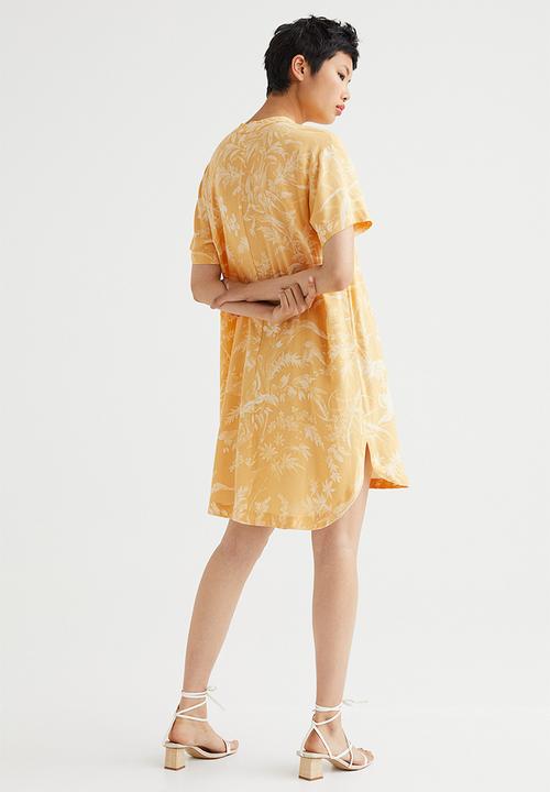 H&M - V-neck tunic - light orange/patterned